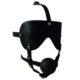 Leder-Harness schwarz mit Ballknebel