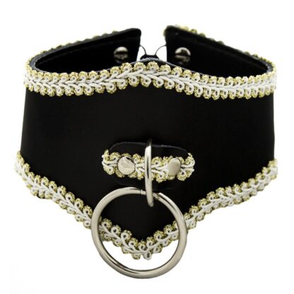 Breites Leder-Halsband schwarz/weiß